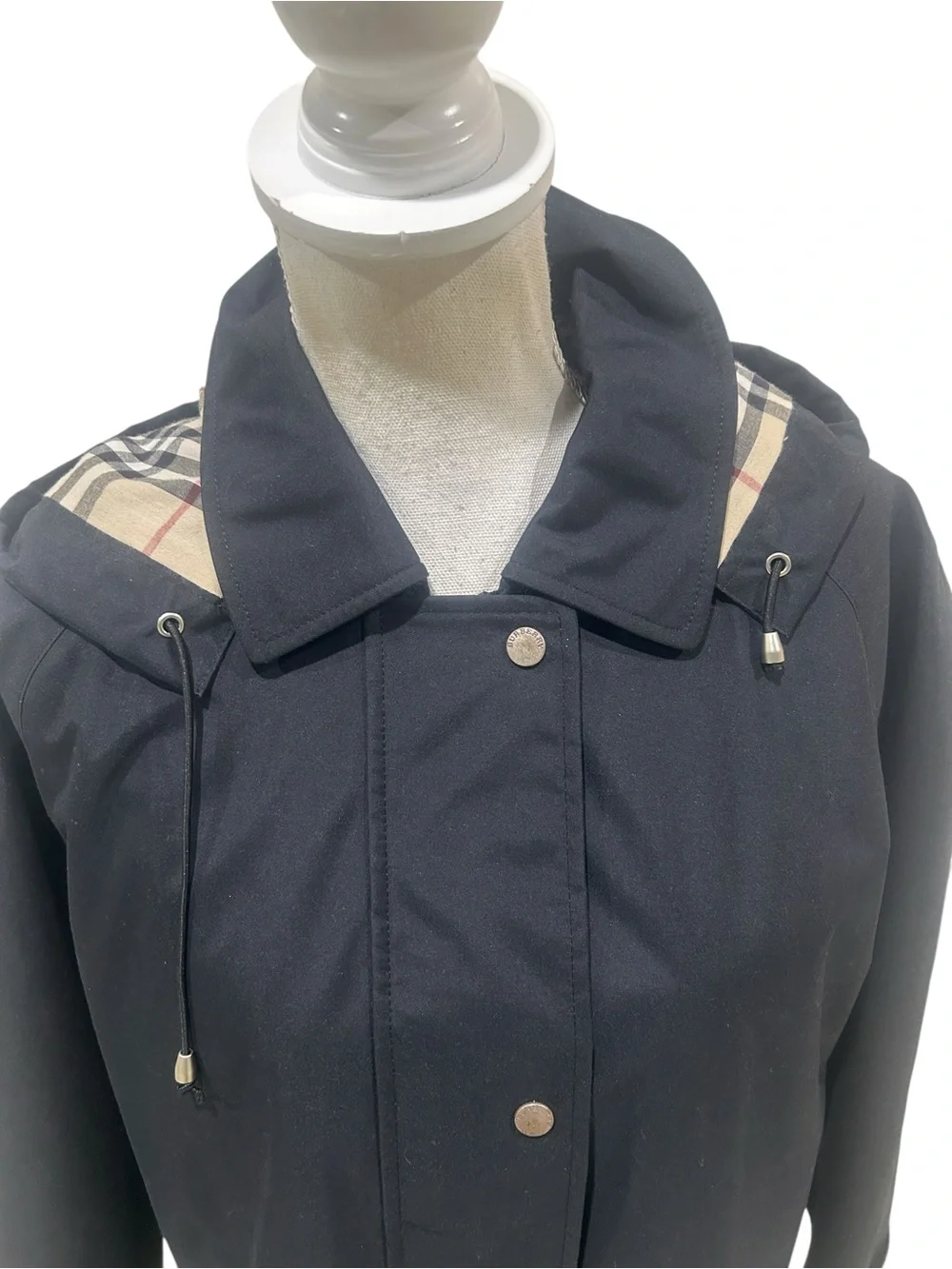 Burberry Black Hooded Trench rain jacket Coat Signature nova Check liner medium - Picture 6 of 15